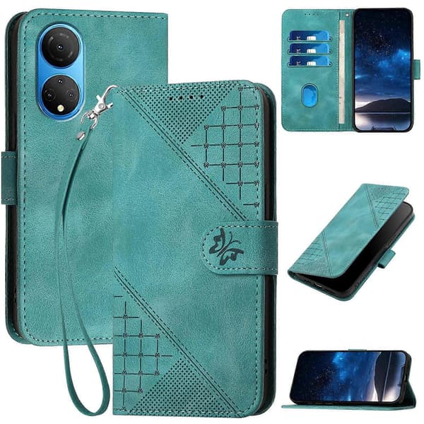 Grid Butterfly PU-kotelo Honor X7 4G / Play 30 Plus -puhelimelle Ljusblå