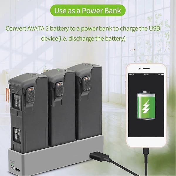 Treveis hurtigladestasjon dronebatterilader for DJI Avata 2 batteriladebutler-tilbehør