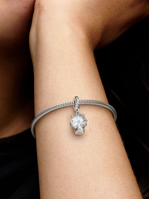 Pandora - Snefnug Sneglaskugle Charm - Sterlingsølv
