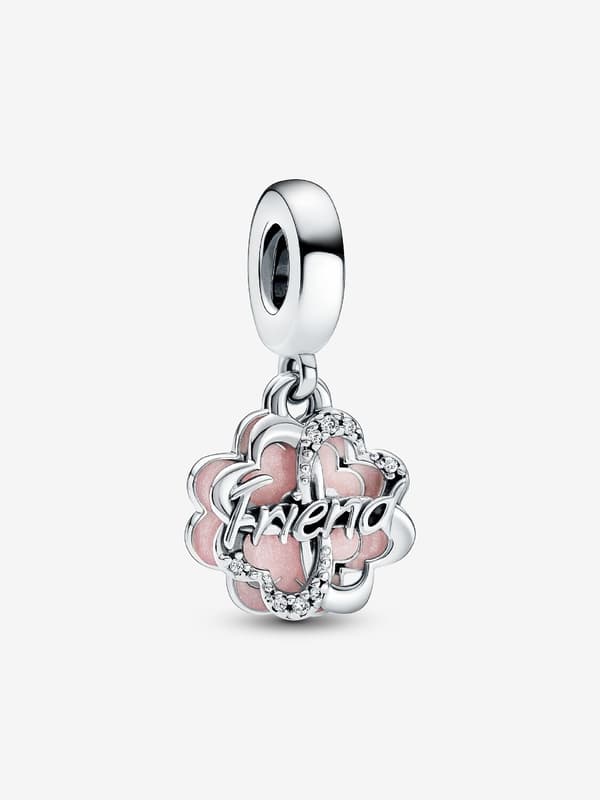 Pandora - Four-leaf Clover Friendship Double Dangle Charm - Sterling Silver