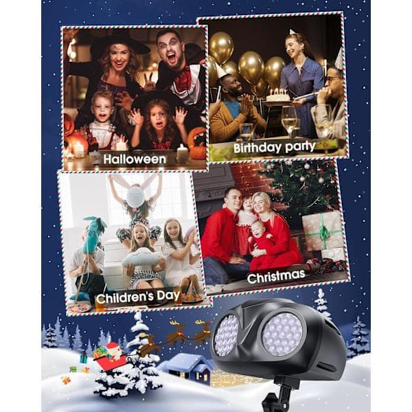 Projektor Dobbelthode Jul Snøfall LED-lamper med fjernkontroll, IP65 Vanntett