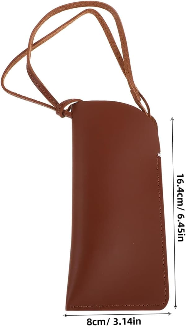PU Glasses Case with Soft Padded Interior and Practical Neck Strap for Glasses Storage