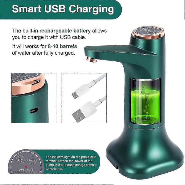 Elektrisk vannflaskepumpe med base USB vanndispenser bærbar automatisk vannpumpe bøtteflaske 26s