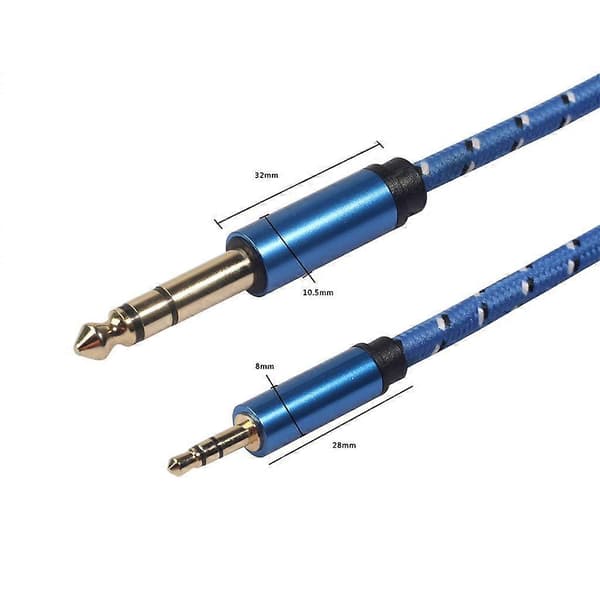 2x6,35 mm 1/4\" han til 3,5 mm 1/8\" han stereo lydkabel til forstærker 1m 2 Pcs