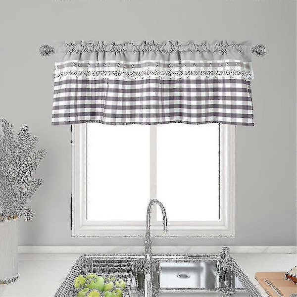 Kitchen Curtains Decor Window Curtain Luxury Cafe Valance Overhangs-hs Light Grey Light Grey 130cmx41cm