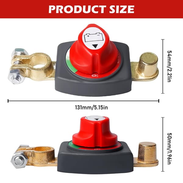 12V Battery Switch - Main Power Switch for Battery - Battery Master Switch - For Boat, Motorcycle, Yacht, Car, Bus, RV, UTV Vehicles