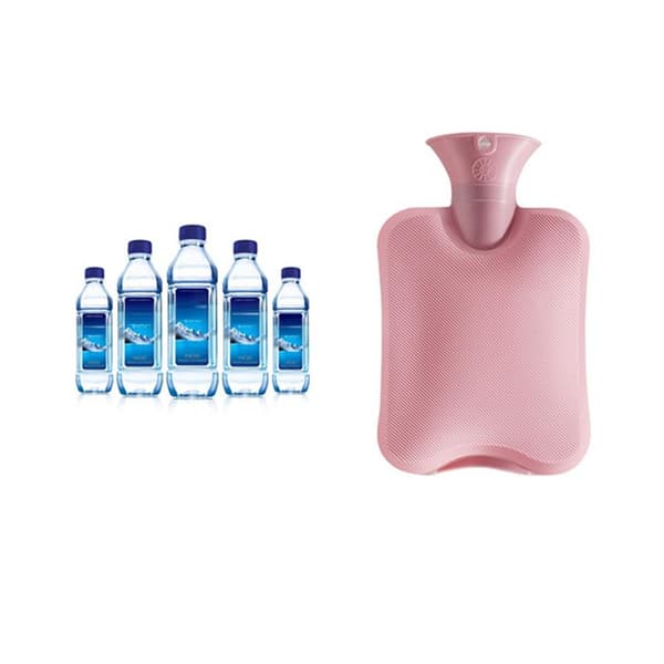 PVC Värmeflaska, explosionssäker, bärbar, med tvättbart överdrag, rosa, 2000 ml 0.3