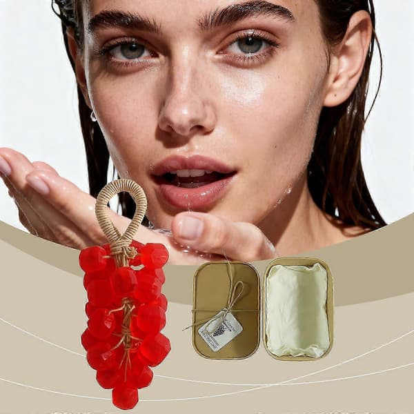 Amz Rose Gem Grape Soap (presentförpackning) Handgjord DIY Gem Transparent Grape Cluster Soap Presentförpackning Skonsam Handvård