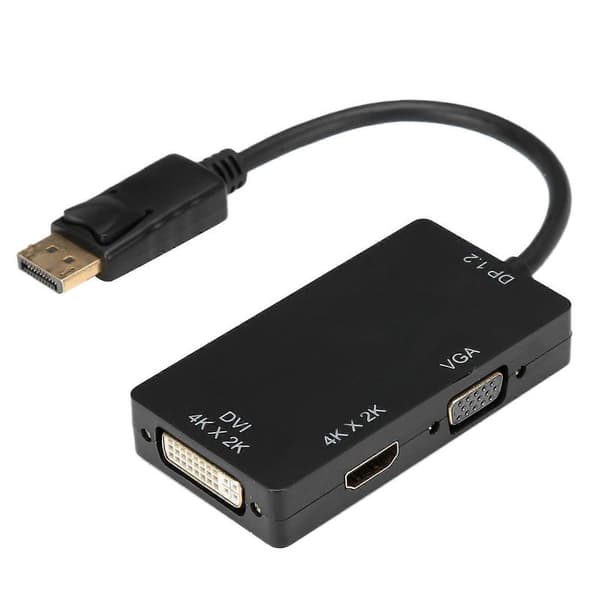 3-i-1-adapter Displayport til HDMI/VGA/DVI multifunksjonell høyoppløselig omformerledning