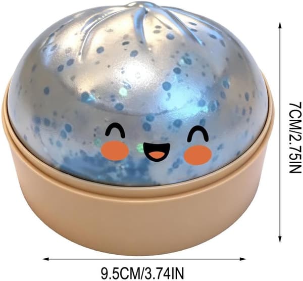 4-tums Jumbo Glitter Regnbågsdumpling Stressavlastande Sensorisk Leksak med Ångkokarlåda, Långsamt Stigande Dekompressionsdumplings light blue