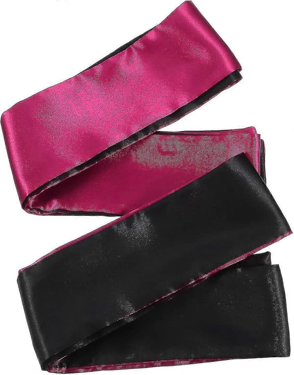 2-pack sovmask i satin, ögonbindel, 150 cm Black Red