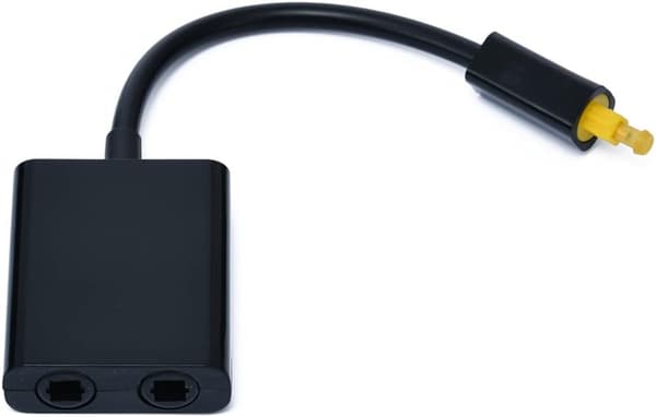 Dobbeltport Digital Optisk Lydsplitter Adapter Fiber Optisk Lydkabel 1 ind 2 ud Sort