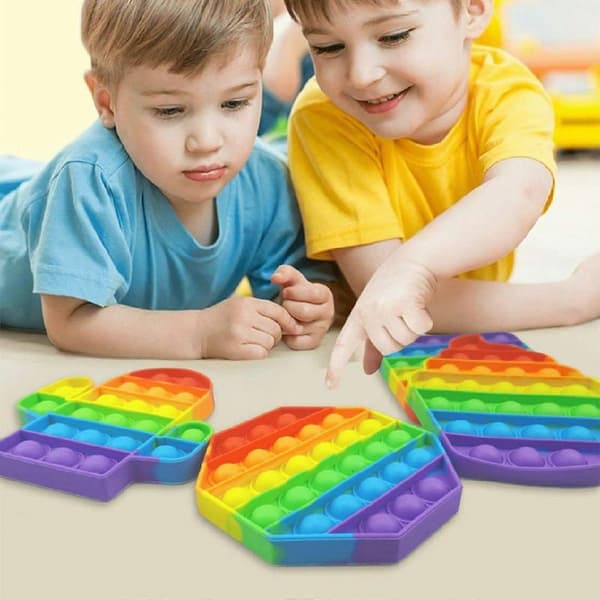 Rainbow Pop It Fidget Legetøj Silikone Boble Sensorisk Spil Stress Relief Børn Pædagogisk Legetøj[D]