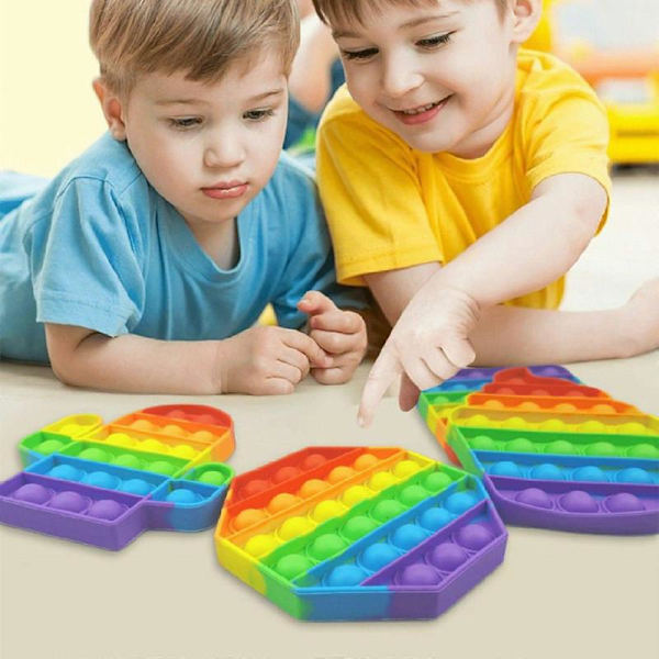 Regnbåge Pop It Fidget Leksak Silikon Bubbla Sensoriskt Spel Stress Relief Barn Pedagogisk Leksak[D]