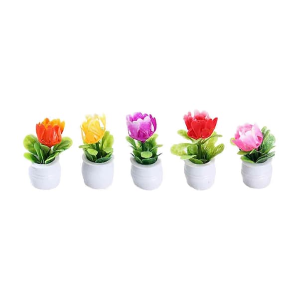 2-6 pak 5 stykker dukkehus miniature blomst mini potteplante blomst model til 2 Pcs