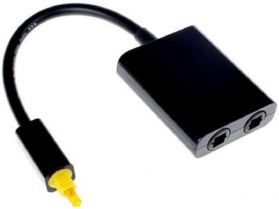 Dobbeltport Digital Optisk Lydsplitter Adapter Fiber Optisk Lydkabel 1 ind 2 ud Sort