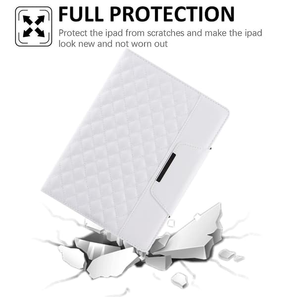Ruudullinen nahkakotelo iPad 10.2:lle (2021 / 2020 / 2019) White