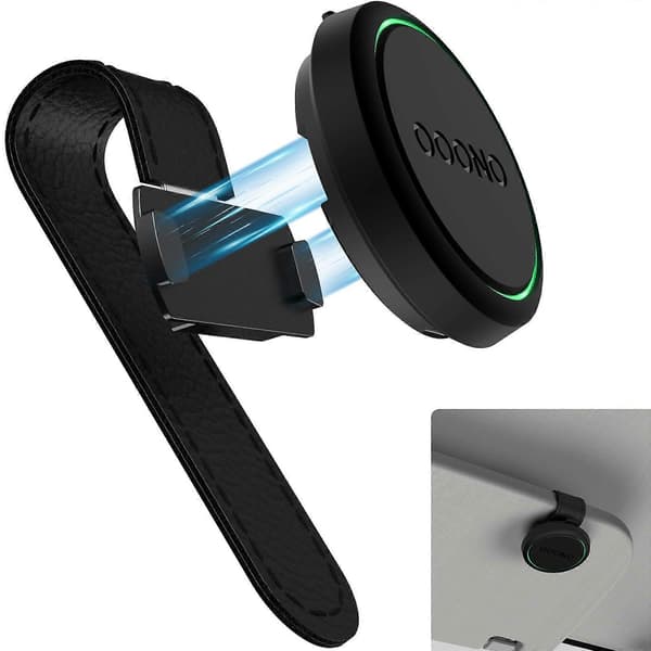 Magnetic Car Sun Visor Holder for OOONO CO-Driver NO2, Magnetic Leather Sun Visor Mount, Compatible with OOONO NO2 Speed Camera Alarm