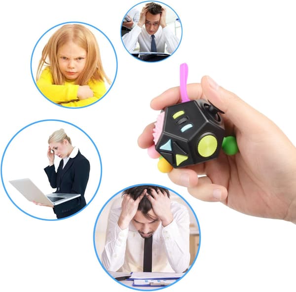 Stressavlastende leker 12 sider Fidget angst Stressavlastningskube D