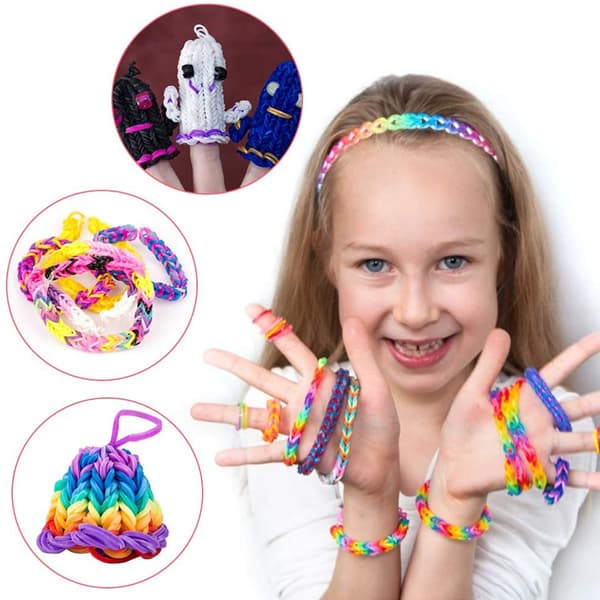 Farverigt Loom Bands Sæt DIY Gummibånd Kit til DIY Armbånd Halskæder