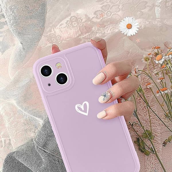 Sødt silikonecover til piger, stødabsorberende beskyttelse med kærlighedsmønster til iPhone 13 Rosa[GPA]