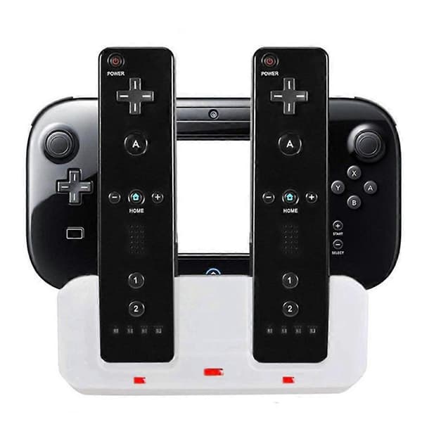 Smart ladestasjon dokkingstativ lader for Wii U Gamepad fjernkontroll A9LC (hvit) White
