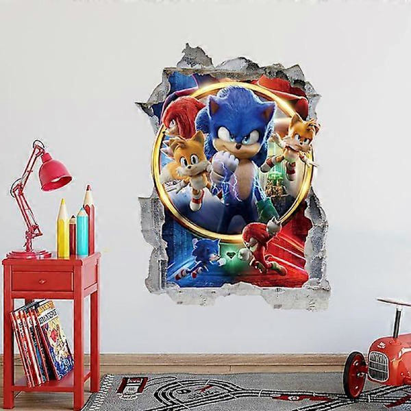 Sonic Adventure Väggdekaler 3D Smashed Custom Hedgehog Kids Ga