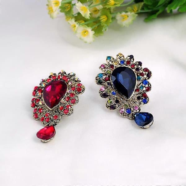 Rød brosje dråpeformet rhinestone bryllupsbukett brosjenål