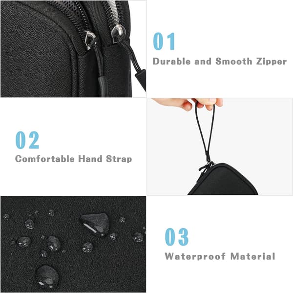 Electronics Accessories Bag, Cable Organizer Bag, 2-Layer Portable Waterproof Travel Case for Cable, SD Card, Charger, Power Bank, Black