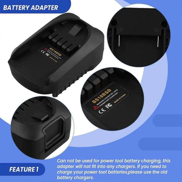 BS18BSB batteriadapter för Bosch Li-Ion-batteri BAT609 till Bosch 18V verktygsbytesadapter Svart