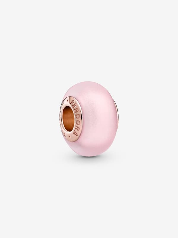 Pandora - Matte Pink Murano Glass Charm - 14k Rose Gold Plating