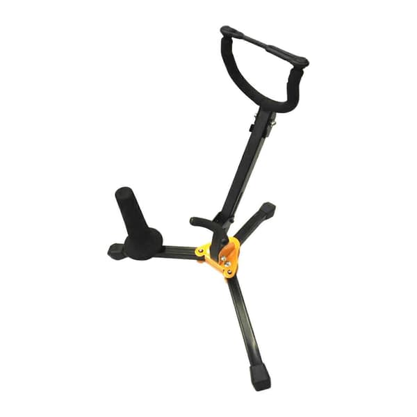 Sammenleggbart saksofonstativ med jern-trekantbase, solid, kompakt, stabilt metall