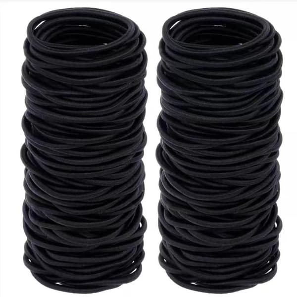 /#/200 stk. sorte metalfrie hårbånd til tykt krøllet hår 4mm/#/