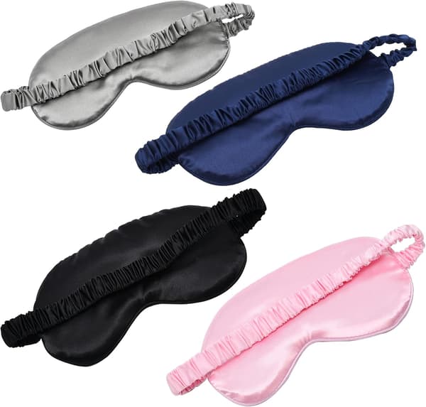 Sleep Masks 4-pack Silky Eye Mask Soft Satin Blindfold Elastic Band Night Eyeshade for Women Men