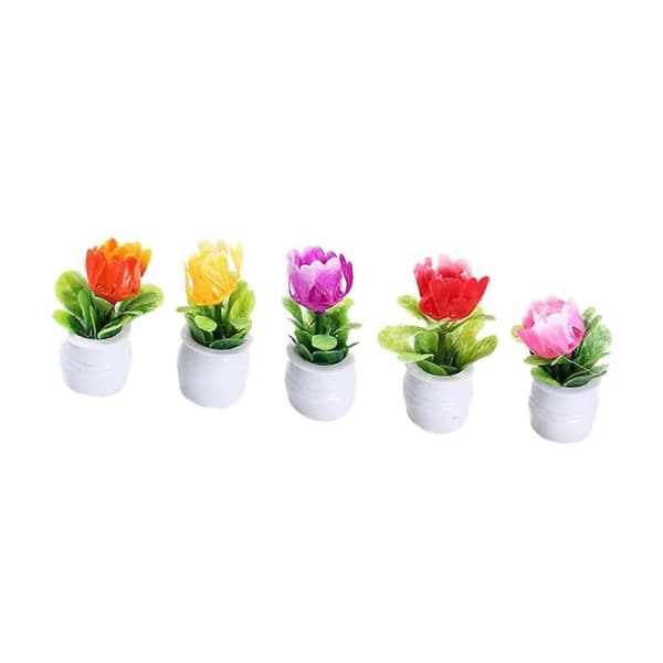 2-6 pak 5 stykker dukkehus miniature blomst mini potteplante blomst model til 2 Pcs