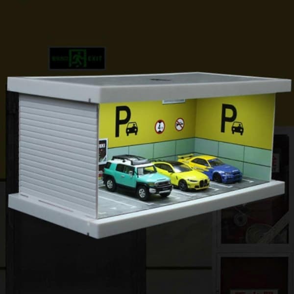 1/64 Skala Modellbil Displayfodral Displaybox Dekoration Fotorekvisita Scenario Style D