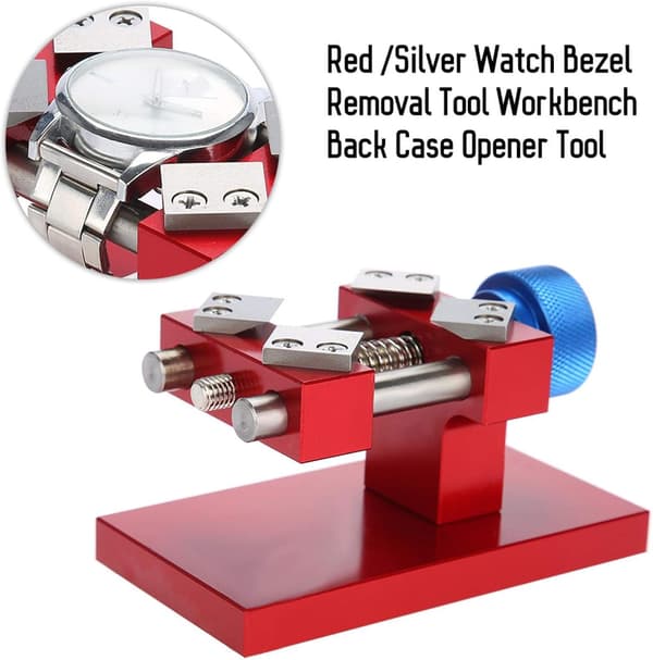 Watch Dial Remover, Watch Back Case Opener Tool Watch Ring Presser Closer Repair Machine for Watchmaker (Red)