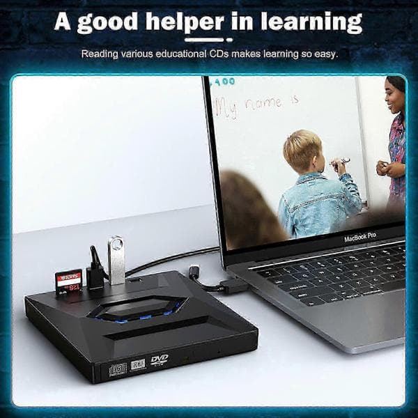 7i1 Ekstern USB 3.0 DVD CD RW Brænder Drev Læser Afspiller til Bærbar PC 2025