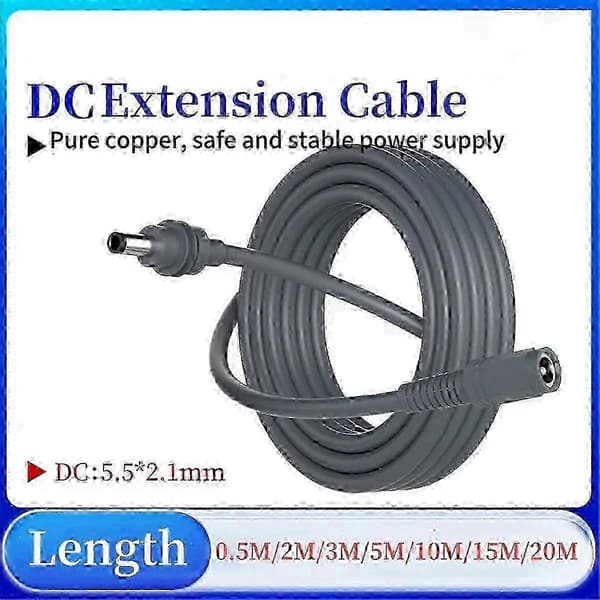 Til Mini DC han til hun adapterkabel Kort kabel DC strømforlængerkabel til Mini 9.84FT 26s