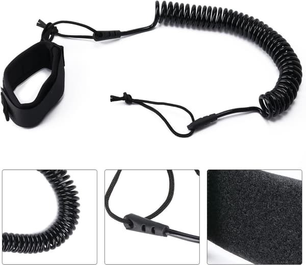 2-pack - Elastic Surf Leash - Surfboard Foot Leash - 3 Meters - SUP Accessories - Black