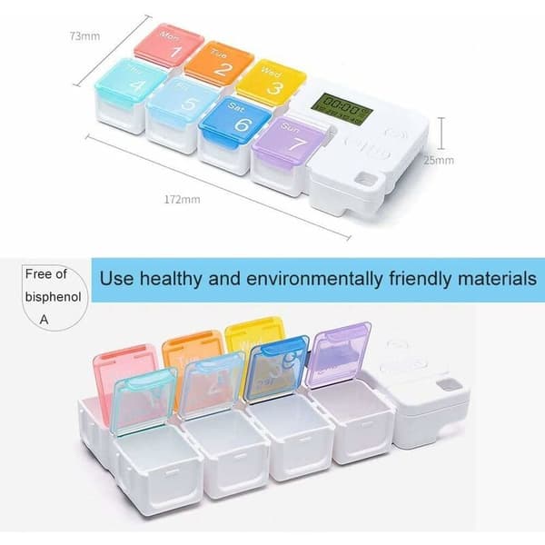 Electronic Pill Box with Alarm, 7 Compartments, Automatic Medication Reminder, Pill Dispenser for Seniors and Children - Fei Yu