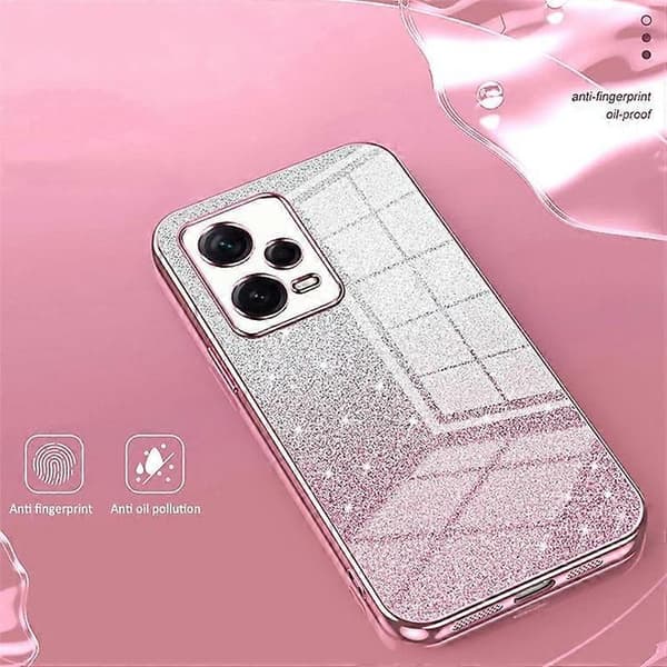 Bakdeksel Kompatibelt for Xiaomi Redmi Note 12 Pro+ 5G Presis Utsparing Gradient Glitter TPU Mobiltelefondeksel Silver