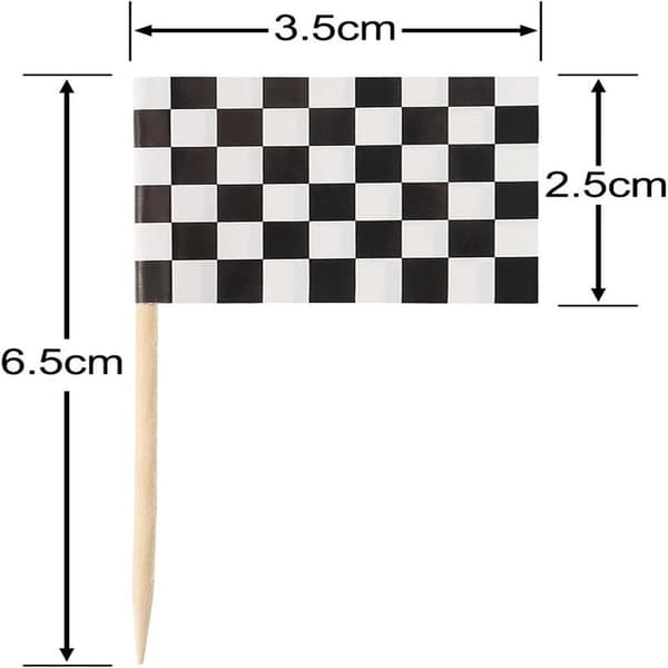 24 Rutete Racing Flagg Kake Tannpirker Flagg Flagg T
