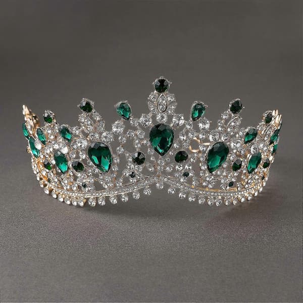 Smaragd bryllupsdiadem for kvinner, brudekrone prinsesse-diadem hodebånd, kostymefesttilbehør til bursdag Halloween babyshower ()