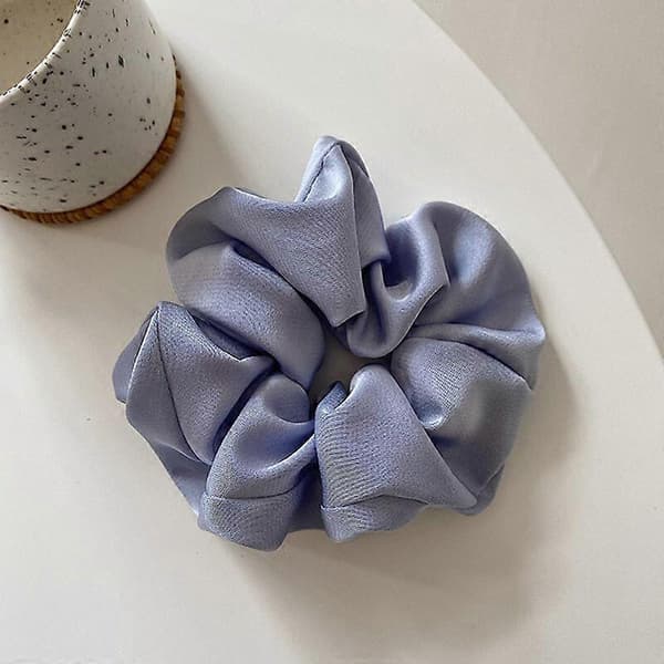 2 stk Store Satin Hårstrikker Elastisk Hårstrikk Tau Ensfarget Hårring Hestehale blue