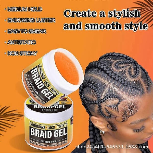 All Day Locks Braid Gel | Extrem stadga, slätar ut och tämjer friss | Flagnar inte eller torkar ut | Hög glans, långvarig för flätor, dreadlocks, twists, cornrows 1pcs