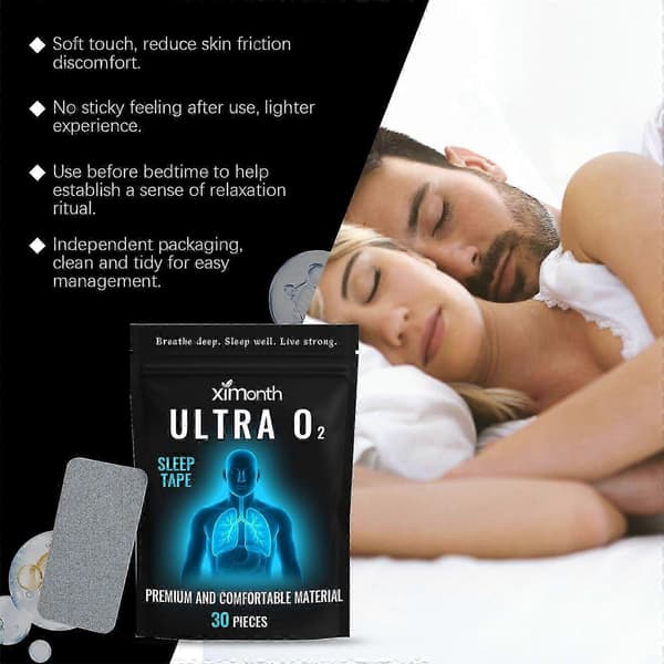 Sov bedre med anti-snorkeplaster, behagelig stille søvn, næseånding, 30 stk.