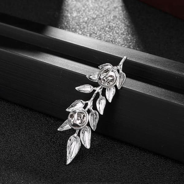 Herrer Guld Sølv Blad Brocher Dobbelt Blad Reversnål Guld Sølv Plante Blad Design Retro Elegant Broche Til Mænd