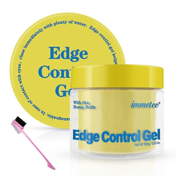Højkvalitets Edge Control Gel med Børste, Edge Control Hårgel, Hårstyling Gel til Flyvsk Hår, Edge Control Gel til Afrohår Yellow