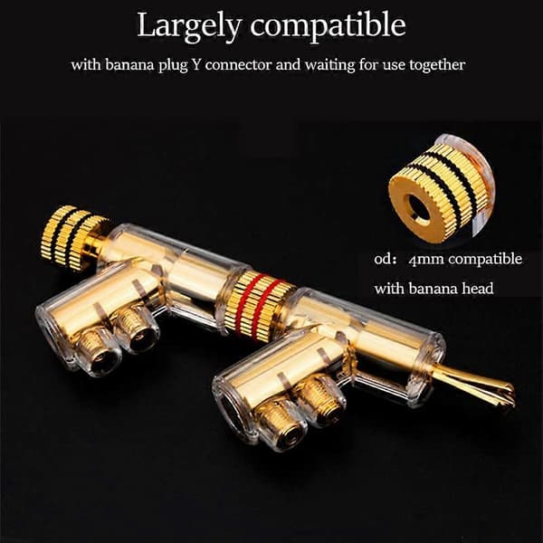 4 pcs Banana Plugs 45 Degree Angled Banana Screw Locking for AV Receiver, Amplifier, Speakers Gold